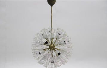Emil Stejnar - Lustre - Laiton antique, Cristal - Emil, Antiquités & Art, Antiquités | Éclairage