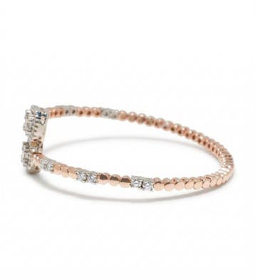 Bracelet manchette - 14 carats Or rose, Or blanc - 1.43ct., Handtassen en Accessoires, Antieke sieraden