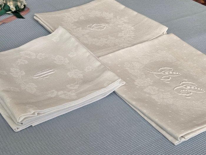 ML- LE-JO - Serviette de table (8) - 84 cm - 74 cm, Antiquités & Art, Tapis & Textile