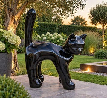 Beeld, XXL black cat - 95 cm - laminaat