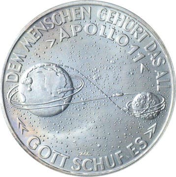 Allemagne. Historiepenning Apollo XI Die erste Mondlandung, Timbres & Monnaies