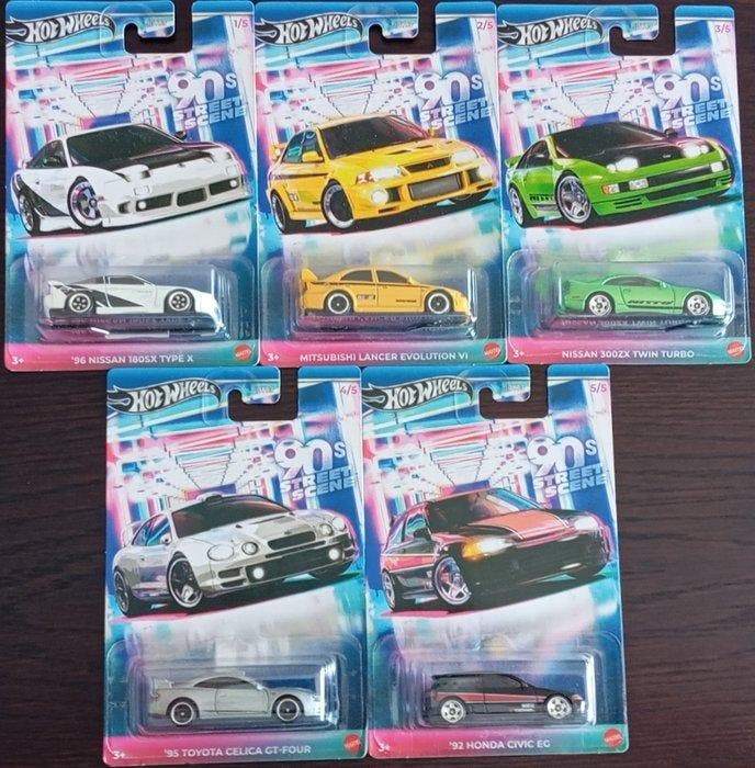Hot Wheels 1:64 - Modelauto (5) - 90s Straatbeeld Complete, Hobby & Loisirs créatifs, Voitures miniatures | 1:5 à 1:12