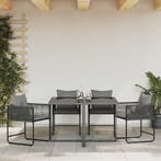 vidaXL Stoel met kussen 4 pcs Zwart en Anthraciet PE Riet, Verzenden, Nieuw