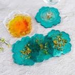 Siliconenmal onderzetter glazen bloemvorm epoxy resin 16 cm