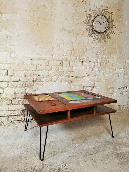 Salontafel - Hout, Staal - TV, Antiek en Kunst, Kunst | Designobjecten