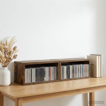 vidaXL CD Opslagrek 2 st Gerookt eiken 40 x 17 x 17 cm, Verzenden, Nieuw