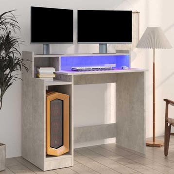 vidaXL Bureau met LED-verlichting 97x45x90 cm bewerkt hout, Huis en Inrichting, Verzenden, Nieuw