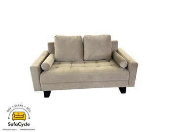 NV Gallery 3-zit + 2-zit taupe in fluweel – overstock, Huis en Inrichting, Verzenden, Nieuw