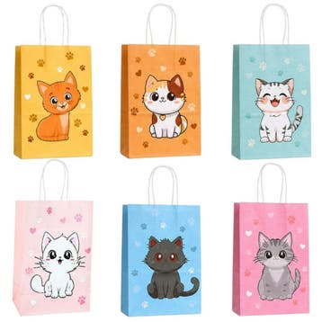 Fako Bijoux - 12 Papieren Uitdeeltasjes Katten - 15x8x21cm -, Diversen, Verzenden, Nieuw
