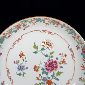 Bord - Coupe Famille Rose à décor de fleurs - Porselein