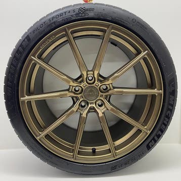 Porsche Panamera (971) 21inch Concaver Goud/Brons met banden, Ophalen, Gebruikt, Banden en Velgen, 21 inch