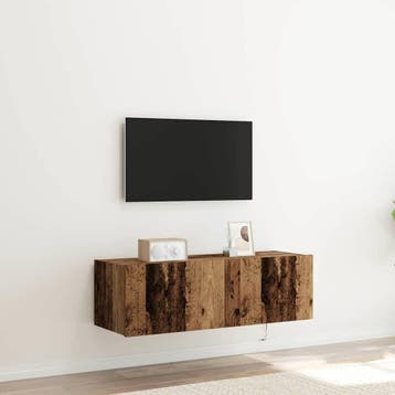 vidaXL TV Wandkast 2 st Oudhout Bewerkt hout, Verzenden, Nieuw