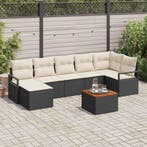 vidaXL Tuinbank Set met kussen 8 pcs Zwart poly rattan, Verzenden, Nieuw