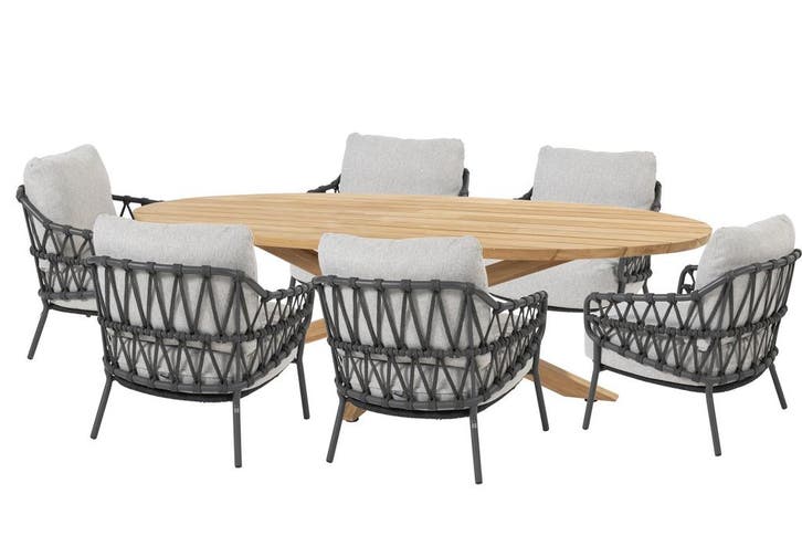 4 Seasons Outdoor Calpi low tuinset met teak Prado tafel, Tuin en Terras, Tuinsets en Loungesets