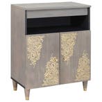 vidaXL Dressoir Grijs en Goud 60 x 33 x 75 cm Massief Mango, Huis en Inrichting, Verzenden, Nieuw