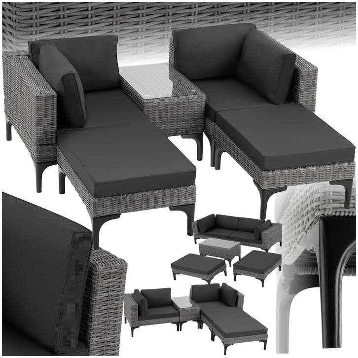 Rotanlounge met aluminium frame Bellaria - grijs, Tuin en Terras, Tuinsets en Loungesets, Verzenden