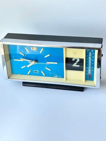 Réveil - mécanique Space Age avec calendrier à clapets et