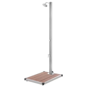 vidaXL Buitendouche met bruine basis 220 cm roestvrij staal, Verzenden, Nieuw