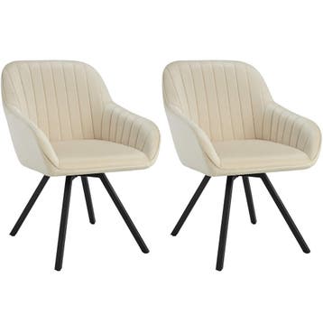 tectake Draaibare fluwelen stoel Snug, gestoffeerd - crème,, Verzenden, Nieuw