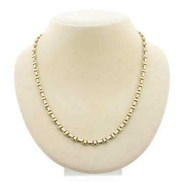 Bicolor gouden fantasie schakelketting, Ophalen of Verzenden