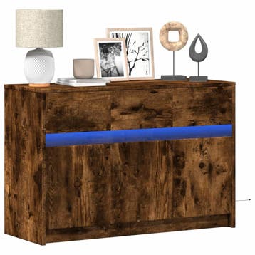 vidaXL Tv-meubel met LED 91x34x61 cm bewerkt hout gerookt, Huis en Inrichting, Verzenden, Nieuw
