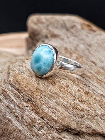 Pièce unique Anneau en argent 925 avec Larimar Qualité, Collections