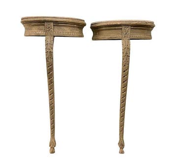 Console (2) - Bois, Marbre de Carrare - Paire de consoles