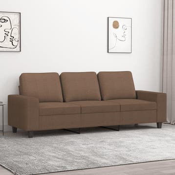 vidaXL Driezitsbank / zetel 180 cm stof bruin, Verzenden, Nieuw