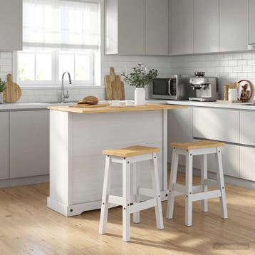vidaXL Keuken eiland set 3 st Wit en Honingwas 112 x 70 x, Huis en Inrichting, Verzenden, Nieuw