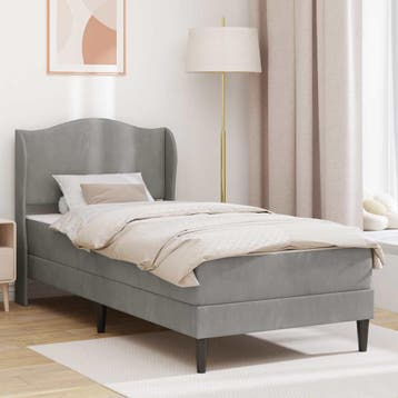 vidaXL Bedframe met hoofdeinde 2 st Lichtgrijs 90 x 190 cm, Huis en Inrichting, Slaapkamer | Bedden, Verzenden, Nieuw