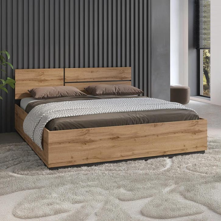 Houten Opbergbed Crotone - Eiken 160 x 200, Maison & Meubles, Chambre à coucher | Lits, Envoi