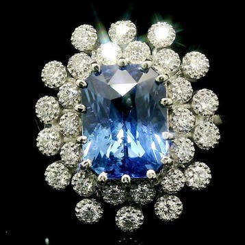 Ring Platina - 3.54ct. tw. Saffier - Diamant - Burma No Heat, Nieuw