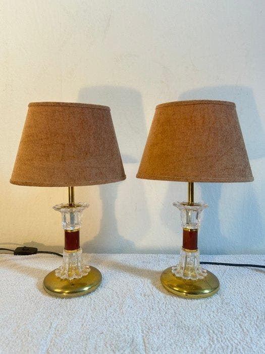 Tafellamp (2) - Glas, Messing, Staal, Textiel, Antiek en Kunst, Curiosa en Brocante