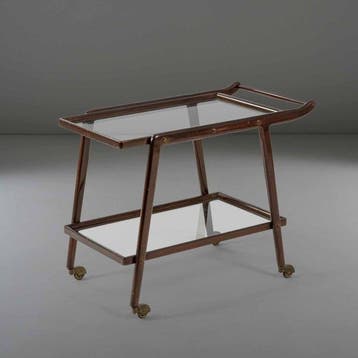 Chariot de service - Bois, Verre, Métal, Laiton - Chariot de, Antiquités & Art