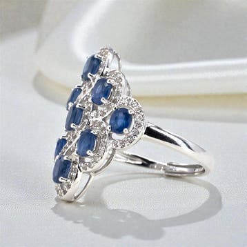 Zonder minimumprijs - Ring Verguld Saffier - Topaas - 18k