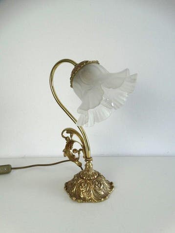 Lamp - Frosted glas - Messing tafellamp