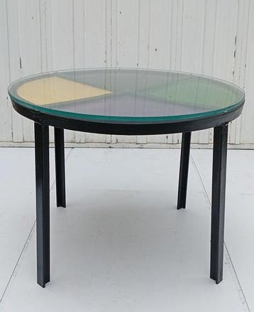 Bijzettafel - bijzettafel - Smeedijzer, Kristal, leer -