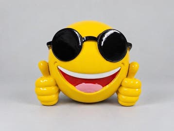Beeld, Emoji met zonnebril - 14 cm - polyresin