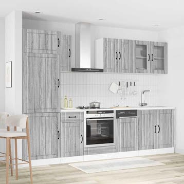 vidaXL 8-delige Keukenkastenset Kalmar bewerkt hout grijs, Verzenden, Nieuw