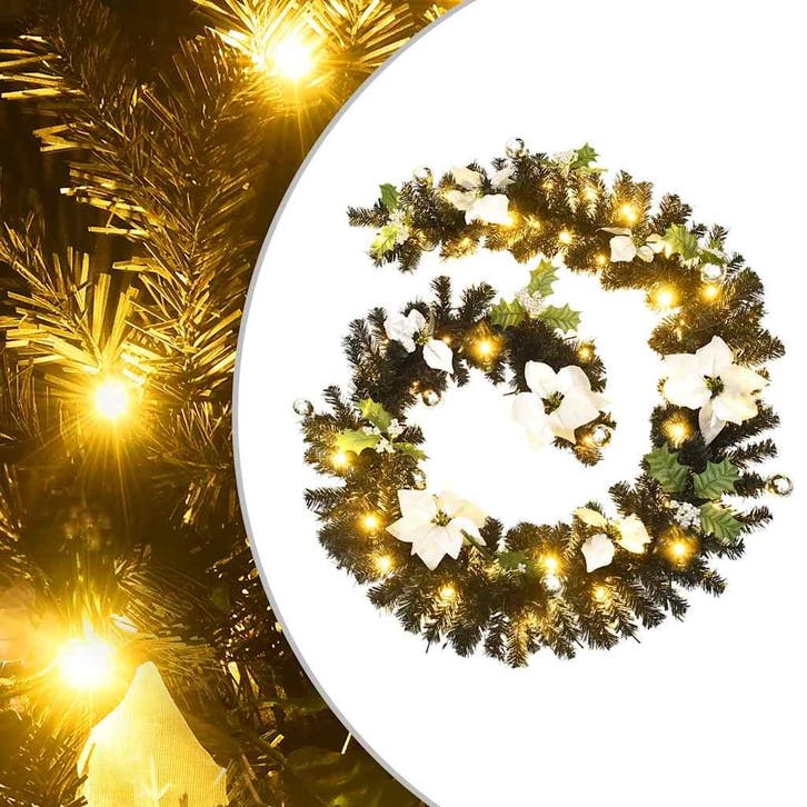 vidaXL Kerstslinger met LED-lampjes 2,7 m PVC zwart, Divers, Noël, Envoi
