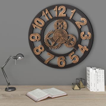 vidaXL Wandklok 58 cm metaal goudkleurig en zwart, Verzenden
