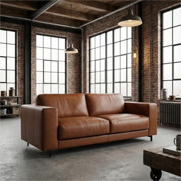 Leren bank Clear - 2,5 zits - Elegance Cognac (cognac) -, Ophalen of Verzenden