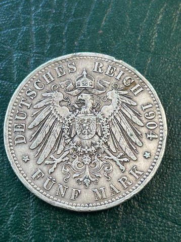 Duitsland, keizerrijk 5 Mark 1904 Bayern (Zonder