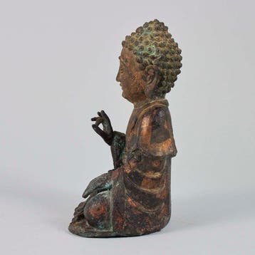 Seated Buddha – Ming style gilt bronze – China – 18th–19th