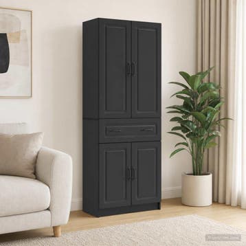 vidaXL Kast Set 2 st Zwart Bewerkt hout, Huis en Inrichting, Kasten | Dressoirs, Verzenden, Nieuw