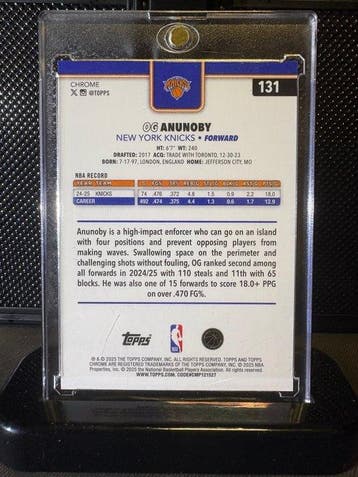 2024/25 Topps Chrome OG Anunoby 131 Foil, Parallel card,