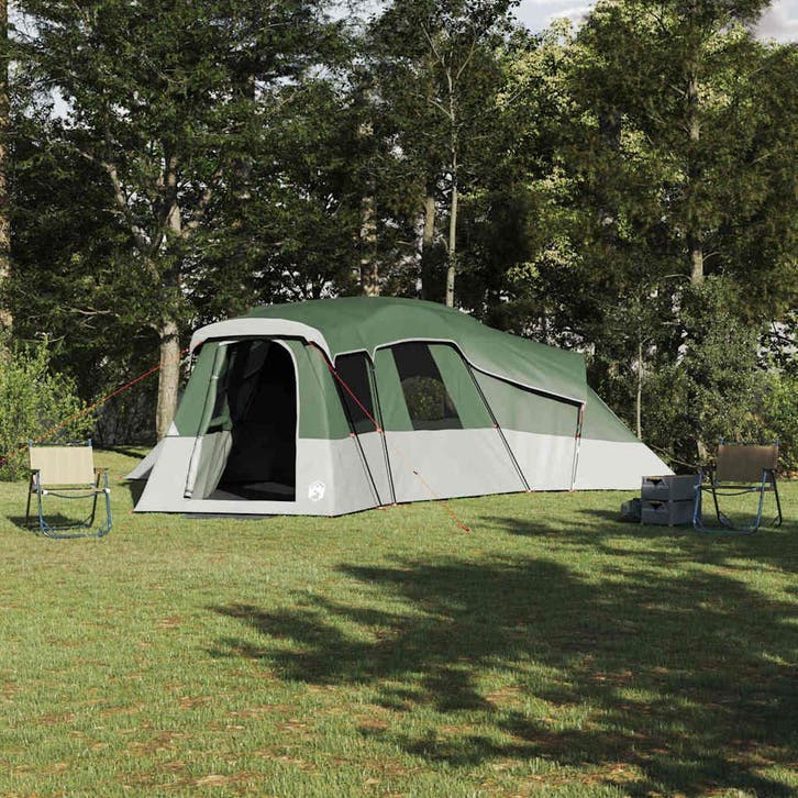 vidaXL Familietent 20-persoons Waterdicht Groen taft, Caravanes & Camping, Tentes, Envoi