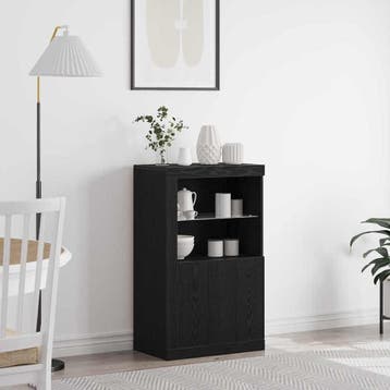 vidaXL LED Dressoir 60,5 x 37 x 100 cm Bewerkt hout Zwart, Verzenden, Nieuw