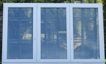 pvc raam , chassis , venster 259 x 158 wit / antraciet, Doe-het-zelf en Bouw, Kunststof, Gebruikt, Ophalen of Verzenden, 150 tot 225 cm