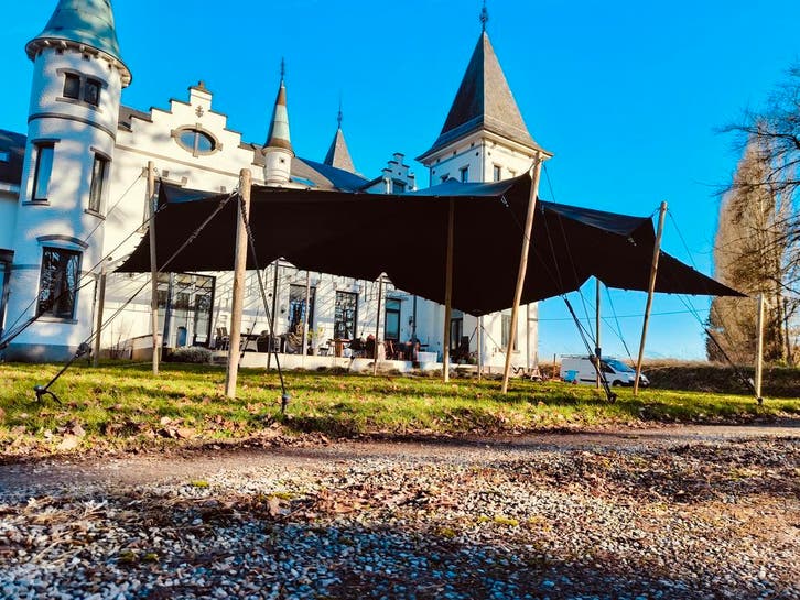 Stretchtent ZWART 7.5 x 10 meter, Jardin & Terrasse, Tonnelles